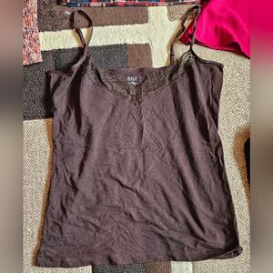 Brown Y2k Lace Cami Top